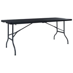 vidaXL Table pliable de jardin Noir 180x75x72 cm PEHD Imitation rotin - TU