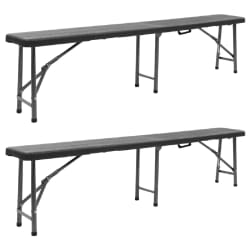 vidaXL Bancs de jardin pliables lot de 2 180 cm PEHD Noir - TU