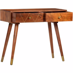 Cette table console, au style rustique avec un design sculpté sur chaque tiroir, sera un excellent supplément à votre salon,  ...