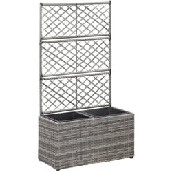 Vidaxl - Lit surélevé en treillis 2 pots 58x30x107cm Résine tressée Gris