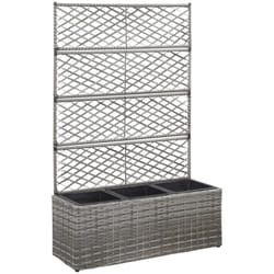 Vidaxl - Lit surélevé en treillis 3 pots 83x30x130cm Résine tressée Gris