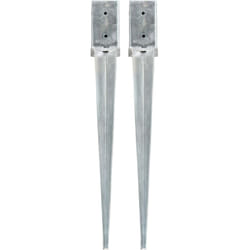 vidaXL Piquets au sol 2 pcs Argenté 8x8x76 cm Acier galvanisé