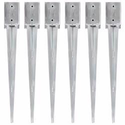 vidaXL Piquets au sol 6 pcs Argenté 9x9x75 cm Acier galvanisé - TU