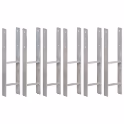 vidaXL Piquets de clôture 6 pcs Argenté 14x6x60 cm Acier galvanisé