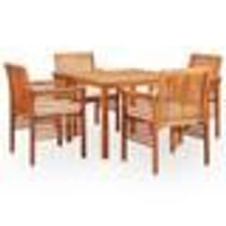 vidaXL Ensemble à manger d'extérieur 5 pcs et coussins Acacia solide