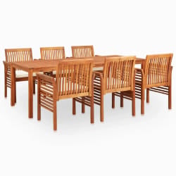 vidaXL Ensemble à manger d'extérieur 7 pcs et coussins Acacia solide