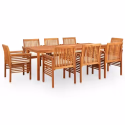 vidaXL Ensemble à manger d'extérieur 9 pcs et coussins Acacia solide