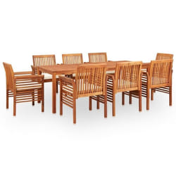 vidaXL Ensemble à manger d'extérieur 9 pcs et coussins Acacia solide