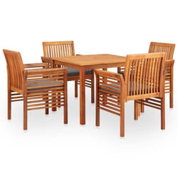 vidaXL Ensemble à manger d'extérieur 5 pcs et coussins Acacia solide