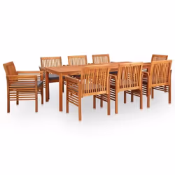vidaXL Ensemble à manger d'extérieur 9 pcs et coussins Acacia solide