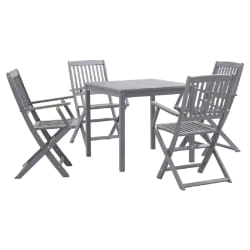vidaXL Ensemble à manger de jardin 5 pcs Bois d'acacia massif Gris - TU