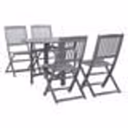 vidaXL Ensemble à manger de jardin 5 pcs Bois d'acacia massif Gris - TU