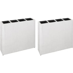 Lits surélevés de jardin et 4 pots 2 pcs Résine tressée Blanc Vidaxl