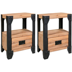 Vidaxl - Tables de chevet 2 pcs Bois d'acacia massif Acier 40x30x54 cm