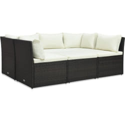 Vidaxl - Salon de jardin 4 pcs avec coussins Résine tressée Marron