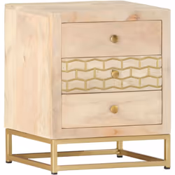 Notre table de chevet a une finition dorée et sera un supplément décoratif à votre chambre à coucher. La table de chevet est  ...