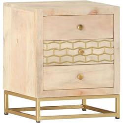 Table de chevet doré 40 x 30 x 50 cm bois de manguier massif Vidaxl