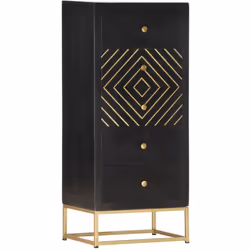 Notre armoire à tiroirs en bois a une finition noire et dorée et sera le centre d'attraction de votre intérieur. Cette commod ...