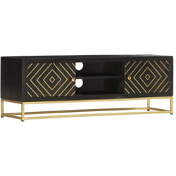 Vidaxl - Meuble tv Noir et doré 120 x 30 x 40 cm Bois massif de manguier