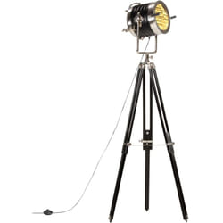 vidaXL Lampadaire à trépied Noir Bois de manguier massif 171 cm
