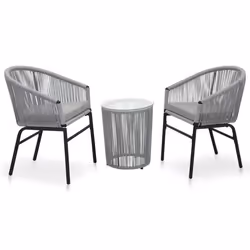 vidaXL Ensemble de bistro 3 pcs avec coussins Rotin PE Gris - TU