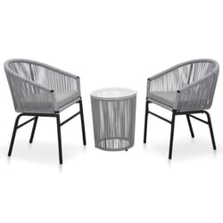 vidaXL Ensemble de bistro 3 pcs avec coussins Rotin PE Gris - TU