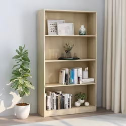 vidaXL Bibliothèque à 4 niveaux Chêne sonoma Bois d’ingénierie - TU