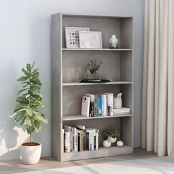 vidaXL Bibliothèque à 4 niveaux Gris béton 80x24x142cm Bois ingénierie - TU