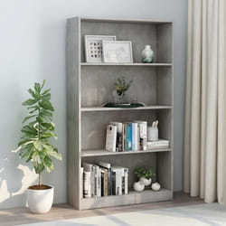 vidaXL Bibliothèque à 4 niveaux Gris béton 80x24x142cm Bois ingénierie - TU