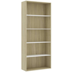 Bibliothèque à 5 niveaux Blanc chêne sonoma Bois d'ingénierie Vidaxl