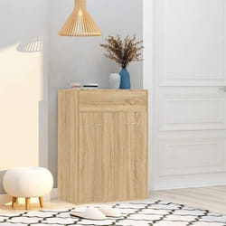The Living Store Armoire À Chaussures Chêne Sonoma 60x35x84 Cm Bois D'Ingénierie - Meuble À Chaussures - Étagère À Chaussures - Rangement Chaussures - Armoire À Chaussures - Meubles Entrée