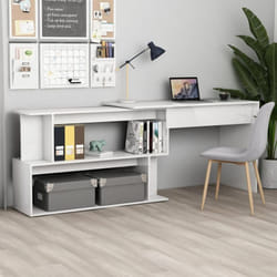 Vidaxl - Bureau d'angle Blanc brillant 200x50x76 cm Bois d'ingénierie