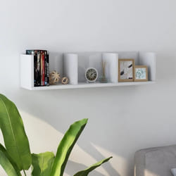 vidaXL Étagère murale à CD Blanc brillant 75x18x18cm Bois d'ingénierie - TU