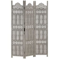 Vidaxl - Cloison de séparation 3 panneaux Gris 120x165 cm Bois manguier