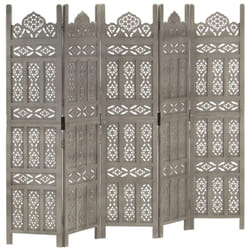 Vidaxl - Cloison de séparation 5 panneaux Gris 200x165 cm Bois manguier