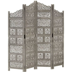 Vidaxl - Cloison de séparation 4 panneaux Gris 160x165 cm Bois manguier