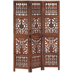 Cloison de séparation 3 panneaux Marron 120x165cm Bois manguier vidaXL