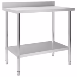 vidaXL Table de travail de cuisine avec dosseret 100x60x93 cm Inox
