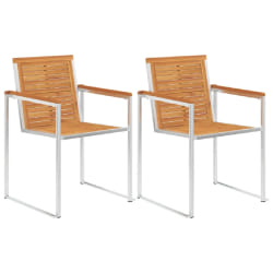 vidaXL Chaises de jardin lot de 2 acacia solide et acier inoxydable