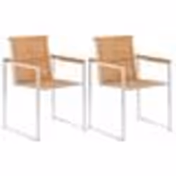 vidaXL Chaises de jardin lot de 2 Bois teck solide et acier inoxydable - TU