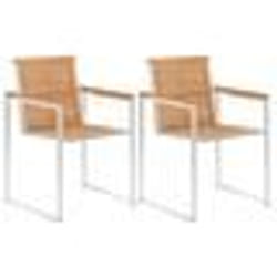 vidaXL Chaises de jardin lot de 2 Bois teck solide et acier inoxydable - TU