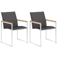 vidaXL Chaises de jardin lot de 2 Textilène et acier inoxydable Gris - TU