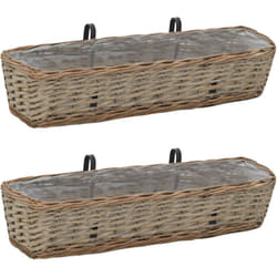 Vidaxl - Jardinières de balcon 2 pcs osier avec revêtement en pe 80 cm