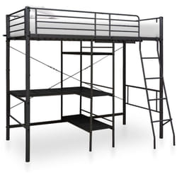 Vidaxl - Lit superposé avec table sans matelas noir métal 90x200 cm