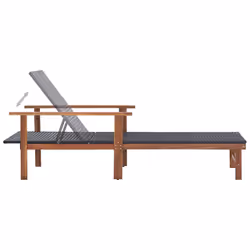 VidaXL 48706 chaise d'extérieur Linge Siège rembourré Bois d'acacia, Polyéthylène, Rotin Noir - Vue supplémentaire 5