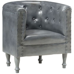 Chaise Cabriolet Gris Cuir Véritable Vidaxl