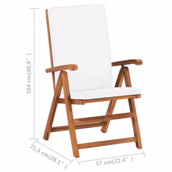 VidaXL 48983 chaise d'extérieur Terrace Siège rembourré Polyester, Teck Crème, Blanc - Vue supplémentaire 8