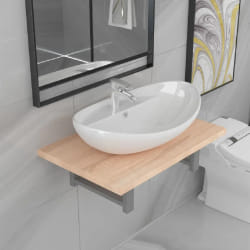 vidaXL Meuble de salle de bain 2 pcs Céramique Chêne
