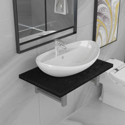 Meuble de salle de bain en deux pièces Céramique Noir Vidaxl