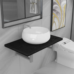 Vidaxl - Meuble de salle de bain en deux pièces Céramique Noir